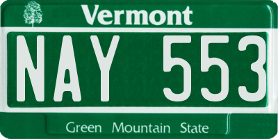 VT license plate NAY553