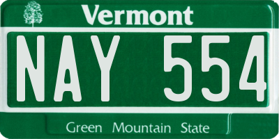 VT license plate NAY554