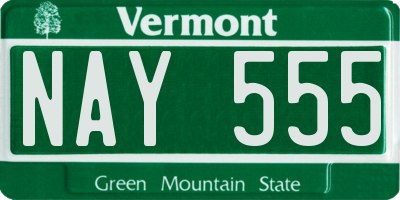 VT license plate NAY555