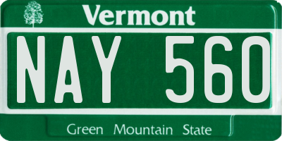 VT license plate NAY560