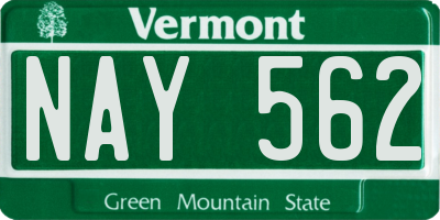 VT license plate NAY562