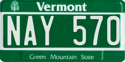 VT license plate NAY570