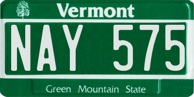 VT license plate NAY575