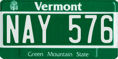 VT license plate NAY576