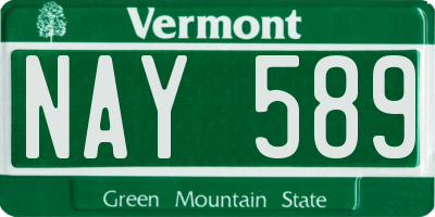 VT license plate NAY589