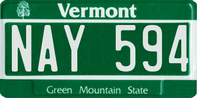 VT license plate NAY594