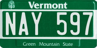 VT license plate NAY597
