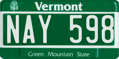 VT license plate NAY598