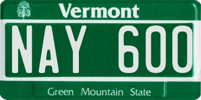 VT license plate NAY600