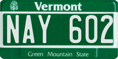 VT license plate NAY602
