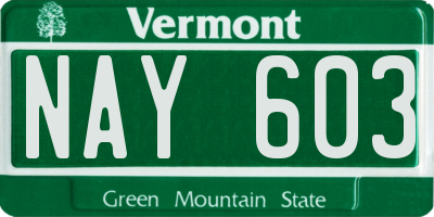 VT license plate NAY603