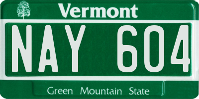 VT license plate NAY604