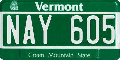VT license plate NAY605