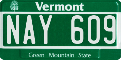 VT license plate NAY609