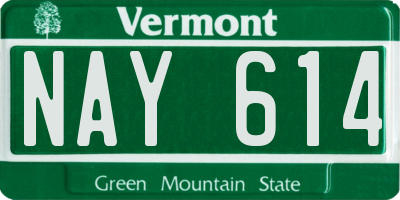 VT license plate NAY614