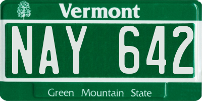 VT license plate NAY642