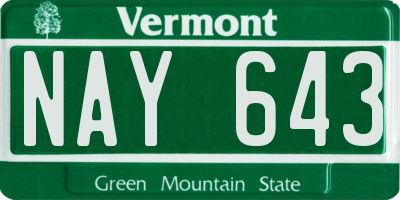 VT license plate NAY643