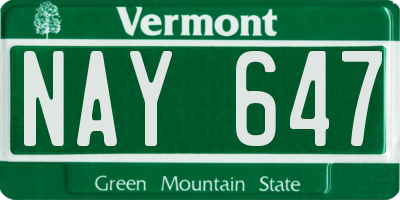 VT license plate NAY647