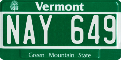 VT license plate NAY649