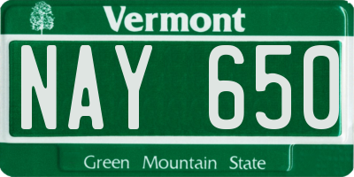 VT license plate NAY650