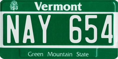 VT license plate NAY654
