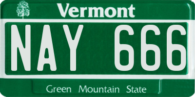 VT license plate NAY666