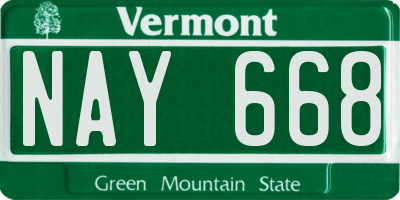 VT license plate NAY668
