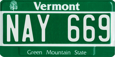 VT license plate NAY669