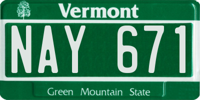 VT license plate NAY671