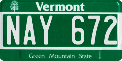 VT license plate NAY672