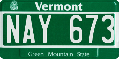 VT license plate NAY673