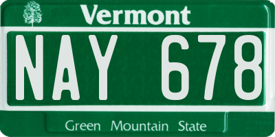 VT license plate NAY678