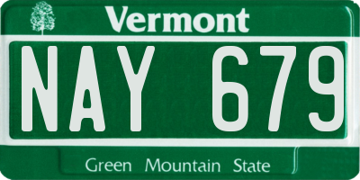 VT license plate NAY679