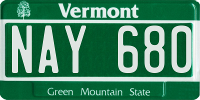 VT license plate NAY680