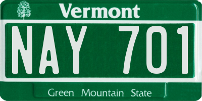 VT license plate NAY701