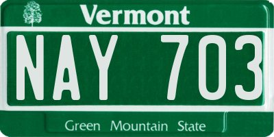 VT license plate NAY703