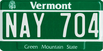 VT license plate NAY704