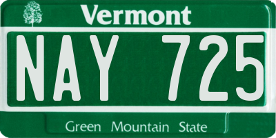 VT license plate NAY725