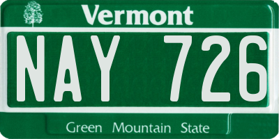 VT license plate NAY726