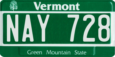 VT license plate NAY728