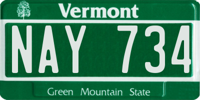 VT license plate NAY734