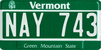 VT license plate NAY743