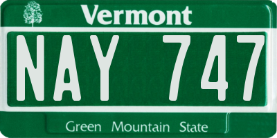 VT license plate NAY747
