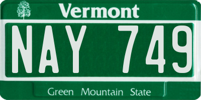 VT license plate NAY749