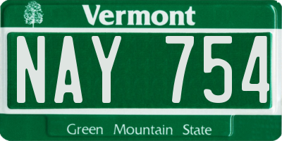 VT license plate NAY754