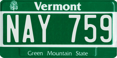 VT license plate NAY759