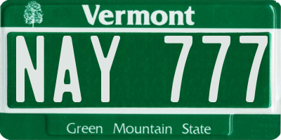 VT license plate NAY777