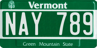 VT license plate NAY789