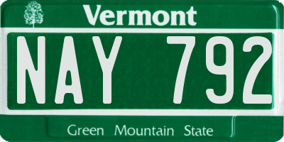 VT license plate NAY792