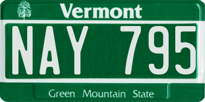 VT license plate NAY795